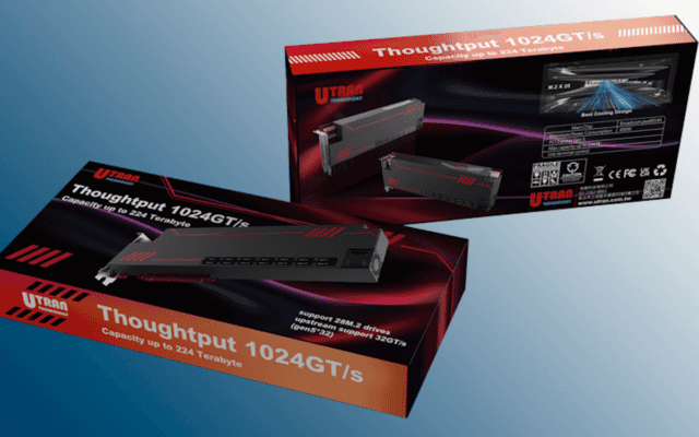 Placa PCIe 5.0 da Utran suporta 28 SSDs M.2 com velocidade de 109 GB/s